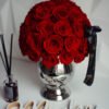 Labai prabangi kompozicija vazoje su mieganciomis rozemis - stabilizuotos rozes